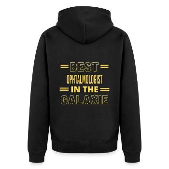 Bester OPHTALMOLOGE ALLER ZEITEN IN DER GALAXIE - Unisex Premium Bio Zip Hoodie - Schwarz - Hinten - Nico (187cm)