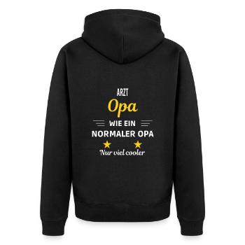 Opa wie ein normaler nur viel cooler Arzt - Unisex Premium Bio Zip Hoodie - Schwarz - Hinten - Nico (187cm)