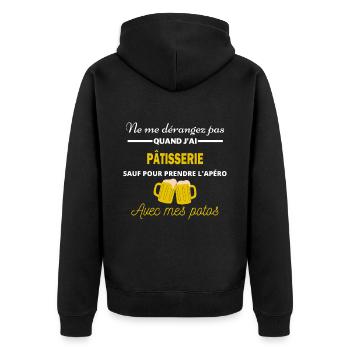 Ne me dérangez pas QUAND J'ai l'apéro pâtisserie - Veste à capuche bio Premium Unisexe - noir - Dos - Nico (187cm)