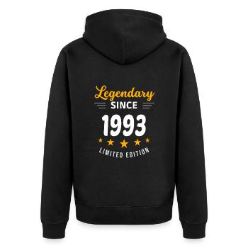 Legendary since 1993 - Unisex Premium Organic Zip Hoodie - black - Back - Nico (187cm)