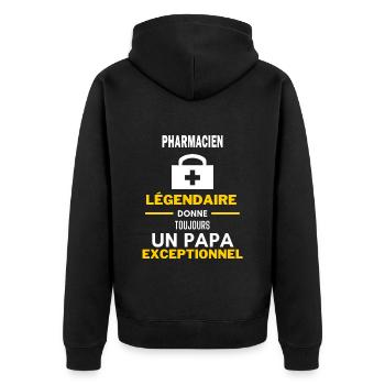 légendaire papa exceptionnel - humour pharmacien - Veste à capuche bio Premium Unisexe - noir - Dos - Nico (187cm)