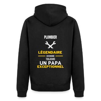 légendaire papa exceptionnel - humour plombier - Veste à capuche bio Premium Unisexe - noir - Dos - Nico (187cm)