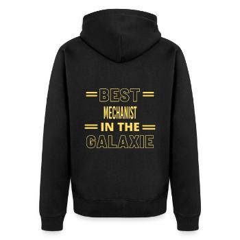 Best Ever IN THE GALAXIE MECHANIST - Unisex Premium Bio Zip Hoodie - Schwarz - Hinten - Nico (187cm)