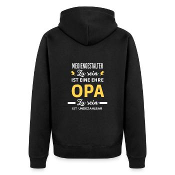 Zu sein eine ehre OPA undezahlbar Mediengestalter - Unisex Premium Bio Zip Hoodie - Schwarz - Hinten - Nico (187cm)
