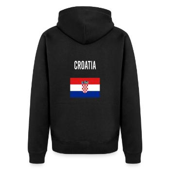 Kroatien FLAGGE - Unisex Premium Bio Zip Hoodie - Schwarz - Hinten - Nico (187cm)