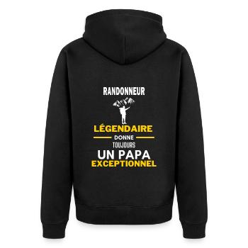 légendaire papa exceptionnel - humour RANDONNEUR - Veste à capuche bio Premium Unisexe - noir - Dos - Nico (187cm)
