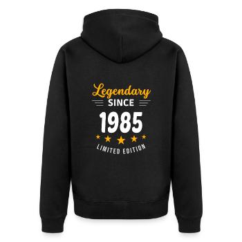 Legendary since 1985 - Unisex Premium Organic Zip Hoodie - black - Back - Nico (187cm)