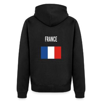 France FLAG - Unisex Premium Organic Zip Hoodie - black - Back - Nico (187cm)