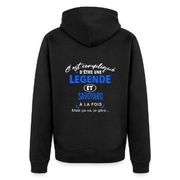 humour Légende et SAVOYARD cadeau - Veste à capuche bio Premium Unisexe - noir - Dos - Nico (187cm)
