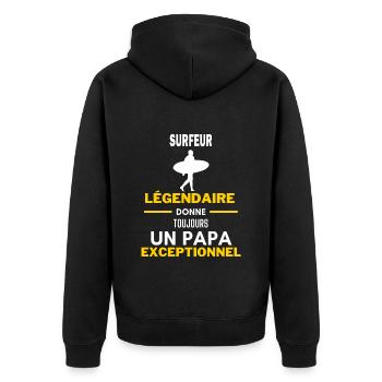 légendaire papa exceptionnel - humour surfeur - Veste à capuche bio Premium Unisexe - noir - Dos - Nico (187cm)