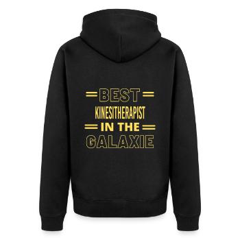 Best Ever IN THE GALAXIE KINESITHERAPIST - Unisex Premium Bio Zip Hoodie - Schwarz - Hinten - Nico (187cm)