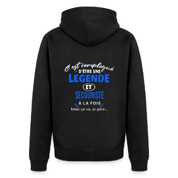 humour Légende et SECOURISTE cadeau - Veste à capuche bio Premium Unisexe - noir - Dos - Nico (187cm)