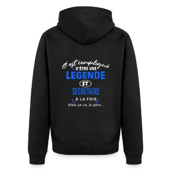 humour Légende et SECRETAIRE cadeau - Veste à capuche bio Premium Unisexe - noir - Dos - Nico (187cm)