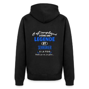 humour Légende et SERRURIER cadeau - Veste à capuche bio Premium Unisexe - noir - Dos - Nico (187cm)
