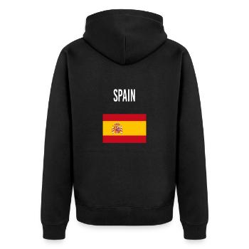 Spanien FLAGGE - Unisex Premium Bio Zip Hoodie - Schwarz - Hinten - Nico (187cm)