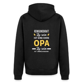 sein ist ehre OPA ist undezahlbar Reinigungskraft - Unisex Premium Bio Zip Hoodie - Schwarz - Hinten - Nico (187cm)