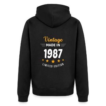 Vintage made in 1987 - Unisex Premium Organic Zip Hoodie - black - Back - Nico (187cm)