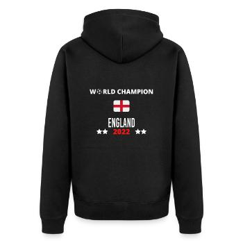 England World Champion 2022 - Unisex Premium Organic Zip Hoodie - black - Back - Nico (187cm)