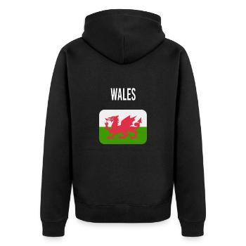 Wales FLAG - Unisex Premium Organic Zip Hoodie - black - Back - Nico (187cm)