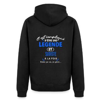 humour Légende et SUDISTE cadeau - Veste à capuche bio Premium Unisexe - noir - Dos - Nico (187cm)