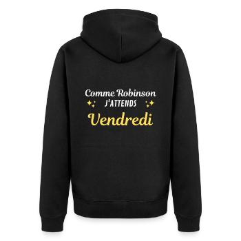 Comme Robinson j'attends vendredi - Veste à capuche bio Premium Unisexe - noir - Dos - Nico (187cm)