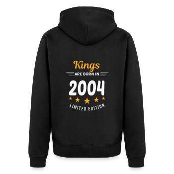 Kings ARE BORN IN 2004 - Unisex Premium Organic Zip Hoodie - black - Back - Nico (187cm)