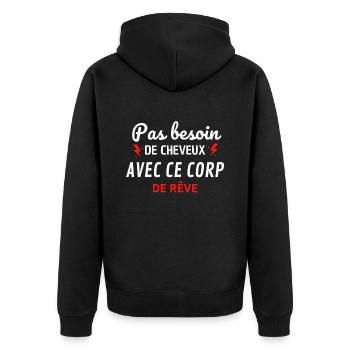 PAS BESOIN de cheveux avec ce corp de rêve - Veste à capuche bio Premium Unisexe - noir - Dos - Nico (187cm)