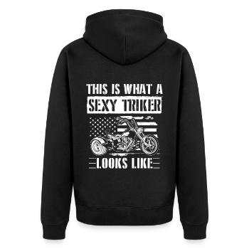 Trikes Sprüche | Trike Triker Biker Geschenkideen - Unisex Premium Bio Zip Hoodie - Schwarz - Hinten - Nico (187cm)