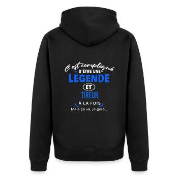 humour Légende et TIREUR cadeau - Veste à capuche bio Premium Unisexe - noir - Dos - Nico (187cm)