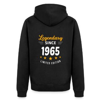Legendary since 1965 - Unisex Premium Organic Zip Hoodie - black - Back - Nico (187cm)