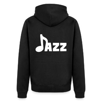 Jazz Musiknote Jazz Soul Blues Musik - Unisex Premium Bio Zip Hoodie - Schwarz - Hinten - Nico (187cm)