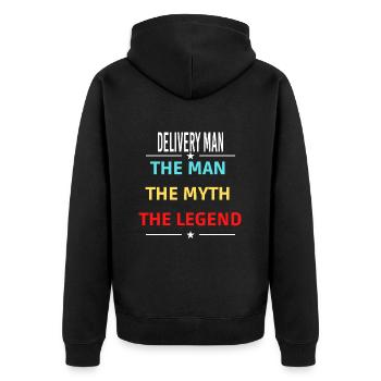 The Man The Myth The Legend DELIVERY MAN - Unisex Premium Organic Zip Hoodie - black - Back - Nico (187cm)