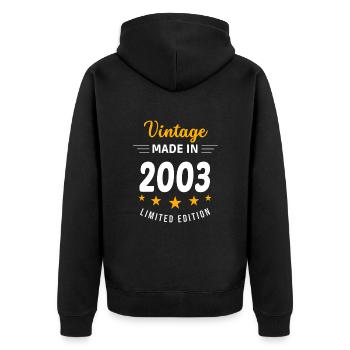 Vintage made in 2003 - Unisex Premium Organic Zip Hoodie - black - Back - Nico (187cm)