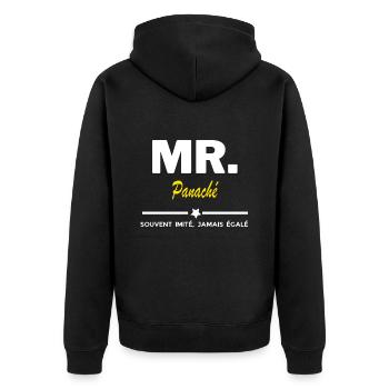 MR. souvent imité, jamais égalé Panaché - Veste à capuche bio Premium Unisexe - noir - Dos - Nico (187cm)