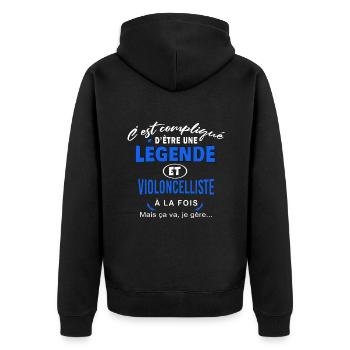 humour Légende et VIOLONCELLISTE cadeau - Veste à capuche bio Premium Unisexe - noir - Dos - Nico (187cm)