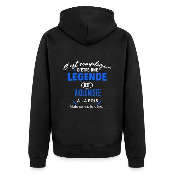 humour Légende et VIOLONISTE cadeau - Veste à capuche bio Premium Unisexe - noir - Dos - Nico (187cm)