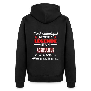C'est compliqué phrase drôle AGRICULTEUR - Veste à capuche bio Premium Unisexe - noir - Dos - Nico (187cm)