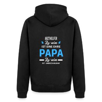 sein ist eine ehre Papa ist undezahlbar Arzthelfer - Unisex Premium Bio Zip Hoodie - Schwarz - Hinten - Nico (187cm)