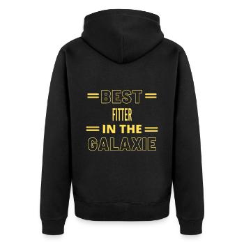 Beste aller Zeiten IN THE GALAXIE FITTER - Unisex Premium Bio Zip Hoodie - Schwarz - Hinten - Nico (187cm)