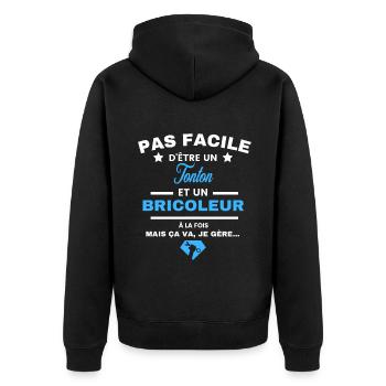 pas facile d'être Bricoleur et Tonton - Veste à capuche bio Premium Unisexe - noir - Dos - Nico (187cm)