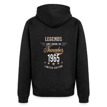 Legenden werden im November 1965 geboren - Unisex Premium Bio Zip Hoodie - Schwarz - Hinten - Nico (187cm)