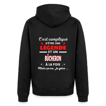 C'est compliqué phrase drôle BÛCHERON - Veste à capuche bio Premium Unisexe - noir - Dos - Nico (187cm)