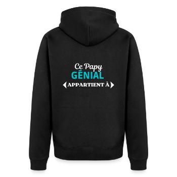 AJOUTEZ PRÉNOMS personalisable CE PAPY GÉNIAL - Veste à capuche bio Premium Unisexe - noir - Dos - Nico (187cm)