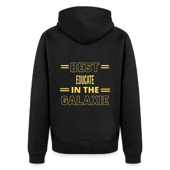 Best Ever IN THE GALAXIE EDUCATE - Unisex Premium Organic Zip Hoodie - black - Back - Nico (187cm)