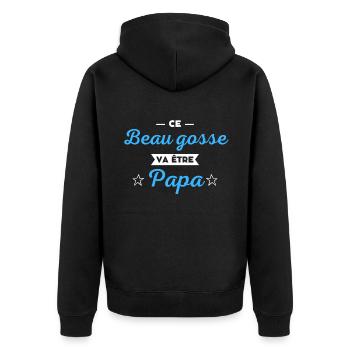 Ce beau gosse va être papa - Veste à capuche bio Premium Unisexe - noir - Dos - Nico (187cm)