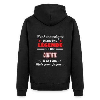 C'est compliqué phrase drôle DENTISTE - Veste à capuche bio Premium Unisexe - noir - Dos - Nico (187cm)