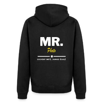 MR. souvent imité, jamais égalé Photo - Veste à capuche bio Premium Unisexe - noir - Dos - Nico (187cm)