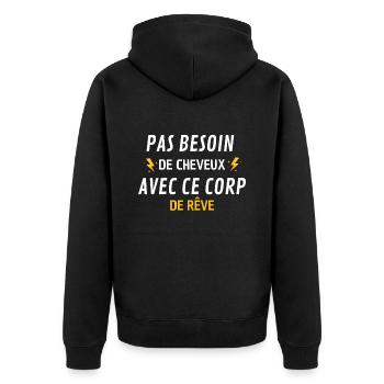 PAS BESOIN de cheveux avec ce corp de rêve - Veste à capuche bio Premium Unisexe - noir - Dos - Nico (187cm)