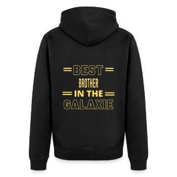 Das Beste aller Zeiten IN THE GALAXIE BROTHER - Unisex Premium Bio Zip Hoodie - Schwarz - Hinten - Nico (187cm)