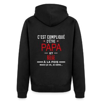 papa Et BELGE cadeau citation - Veste à capuche bio Premium Unisexe - noir - Dos - Nico (187cm)